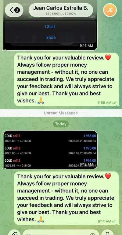 Jean Carlos — Gold sell result shared on Telegram, 20 July