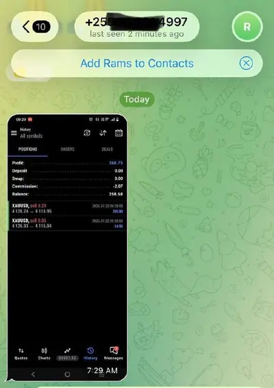 Rams — Gold sell result shared on Telegram, 22 July
